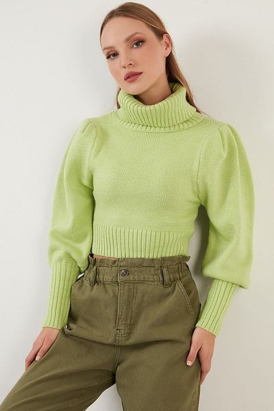 Lela Sleeve Detailed Turtleneck Pullover Sweater 63622534