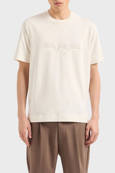 Emporio Armani Βαμβακερό μπλουζάκι με κανονική εφαρμογή ανδρικό μπλουζάκι με λαιμόκοψη 3D1T89 1JWZZ 0128