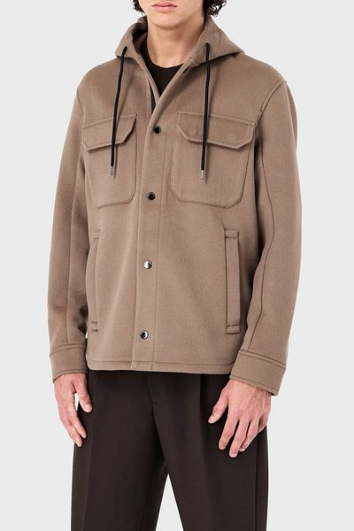 Emporio Armani Hooded Pocket Soft Textured Wool Unlined Jacket Men'S JACKET 6R1B94 1NMYZ 0144