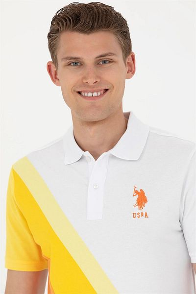 U.S. Polo Assn. Ανδρικό μπλουζάκι πόλο με λαιμόκοψη U.S. Polo Color Block - 100% βαμβάκι, κανονική εφαρμογή G081GL011157