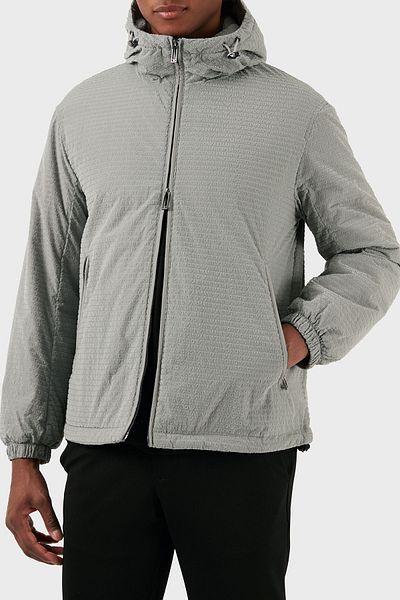 Emporio Armani معطف رجالي بغطاء للرأس بقصة عادية مع شعار 3D1BA8 1NJXZ 06G1