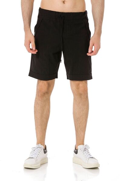 Yakamoz Tekstil Men's Linen Bermuda Shorts Black
