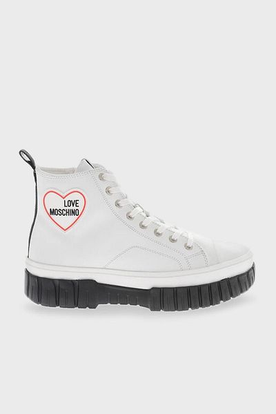 Love Moschino Logo Leather High Top Sneaker Shoes JA15595G1GIA0100