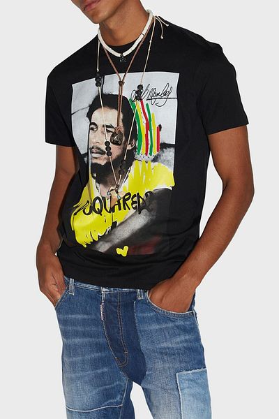 DSquared2 Printed Crew Neck 100% Cotton Regular Fit T Shirt Men's T Shirt S71gd1250 S23009 900