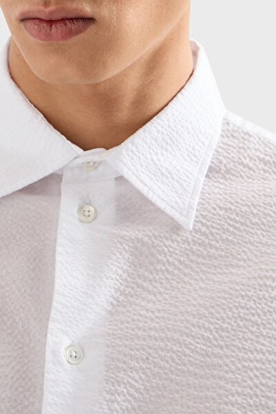 Emporio Armani Cotton Regular Fit Seersucker Shirt Men's SHIRT E31SM0 F1336 100