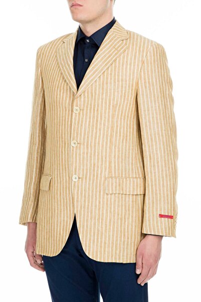 Pal Zileri Смугастий Regular Fit Куртка з ґудзиками та подвійним розрізом Чоловіча куртка Zox64121155