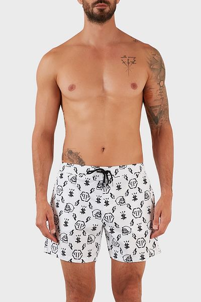 PHILIPP PLEIN Με λογότυπο μαγιό σορτς με κορδόνι μέσης μαγιό κοντό ανδρικό μαγιό κοντό Cupp18m0101