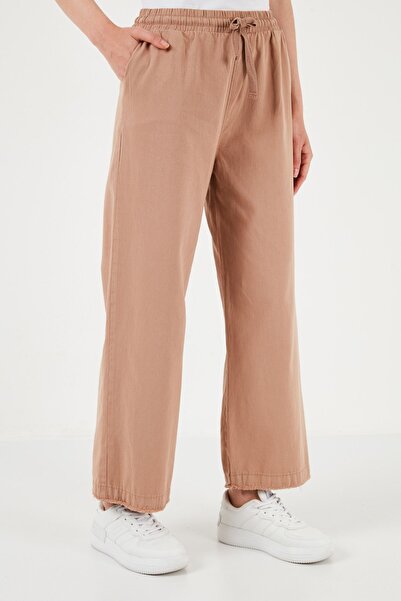 Lela Βαμβακερό δέσιμο στη μέση με ψηλή μέση με φαρδιά τσέπη στο πόδι Παντελόνι κανονικής εφαρμογής 668yp4