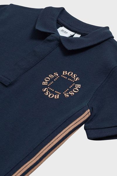 Hugo Boss Cotton Kids Polo Neck T Shirt POLO NECK T SHIRT 25L16/849 MARINE