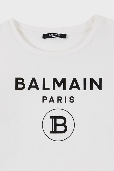 BALMAIN Детски суитшърт с кръгло деколте и прозорци - памук, СУИТШЪР 6M4020 MX270 130
