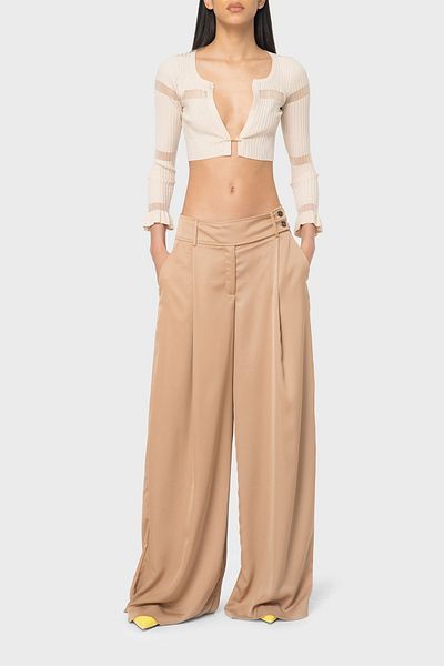 PİNKO Pinko Slim Fit Διάφανη Crop Ζακέτα - Λεπτομέρεια ρίγας Ζακέτα 102969 A1NAD04