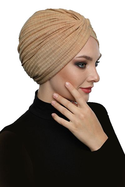 fidan bone Cross Combed Lined Honey Color Ready Turban Hijab Pool Cap