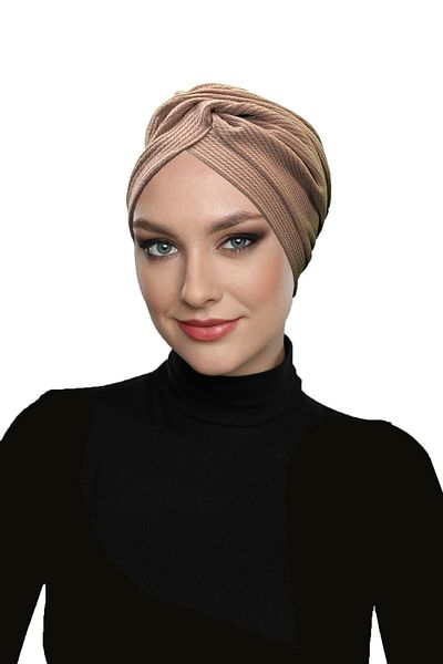 fidan bone Καπάκι πισίνας Hijab τουρμπάνι από χτενισμένο βαμβακερό καμήλα