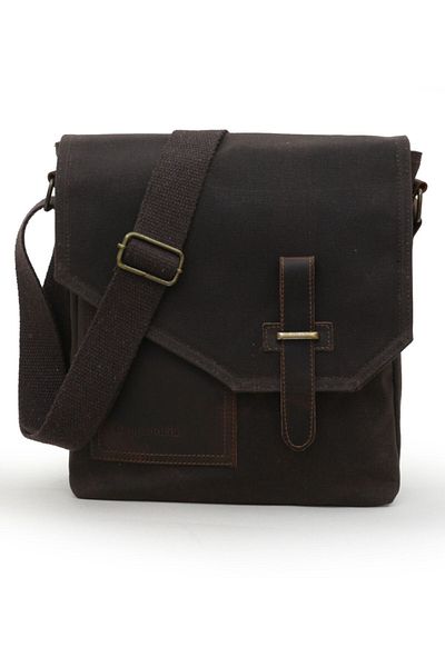 Cappadocia Vintage Ученическа чанта за лаптоп Teos Bitter Brown от естествена кожа 4035, горчиво кафява, водоустойчива, през рамо, восъчна платнена чанта за лаптоп