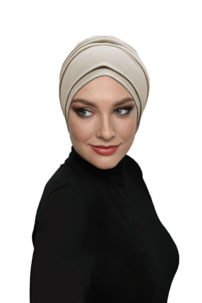 fidan bone Διπλής στρώσης με επένδυση μπεζ έτοιμο τουρμπάνι Hijab Εξωτερικό και Καπάκι πισίνας