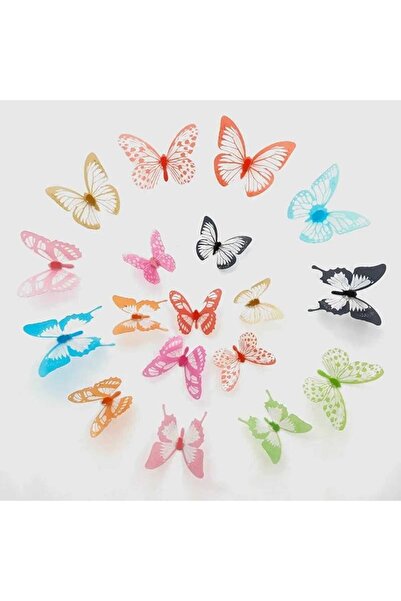 skycott 18 bucăți autocolant de perete 3d cu aripi duble fluture autocolant de perete din pvc fluture decor acasă fluturi