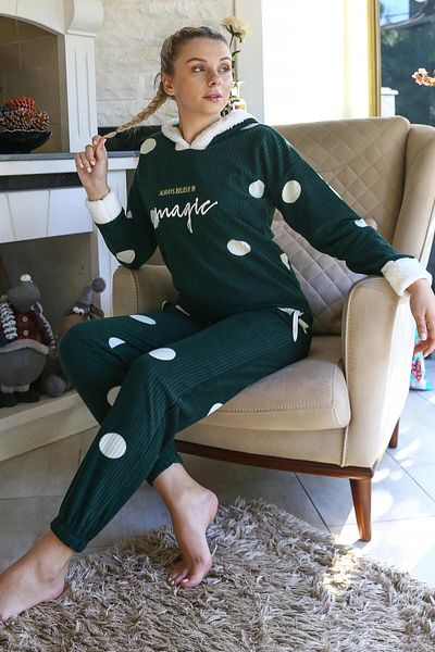 Akbeniz Set de pijamale cu glugă pentru femei Welsoft Polar 8512