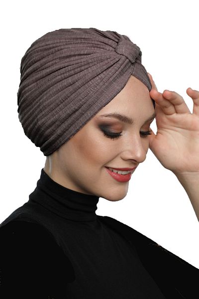 fidan bone Cotton Banded Cross Lined Echinacea Color Ready Turban Hijab Pool Cap