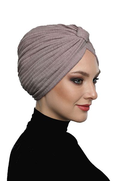 fidan bone Cotton Banded Cross Lined Violet Color Ready Turban Hijab Pool Cap