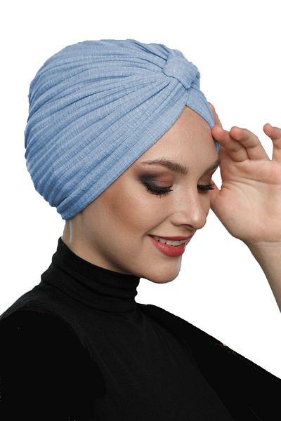 fidan bone Καπάκι πισίνας Hijab Blue Ready Turban με βαμβακερή επένδυση και σταυρωτή επένδυση