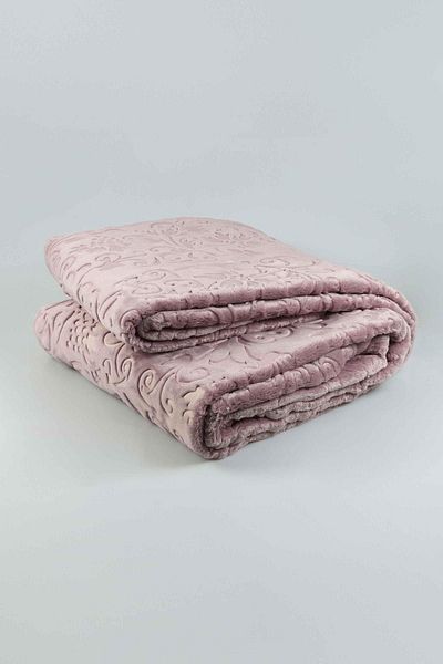 Merinos Elegans Double Blanket Flower Pattern Blanket Dried Rose