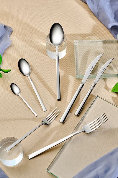 Karaca Nil V2 12-Person Elegance Knife and Spoon Set - 84 Pieces Boxed