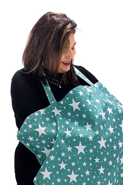 Bundera Adjustable Mother Breastfeeding Cover Washable Baby Breastfeeding Bib Green Star 85x70