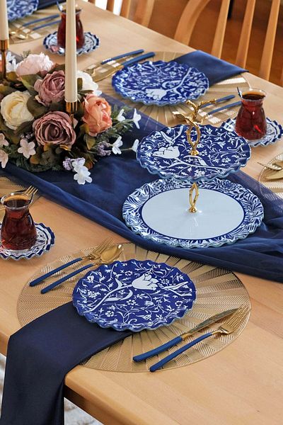 Glore Bluebloom 6-person Glass Cake and Tea Treat Set - 25 Pieces