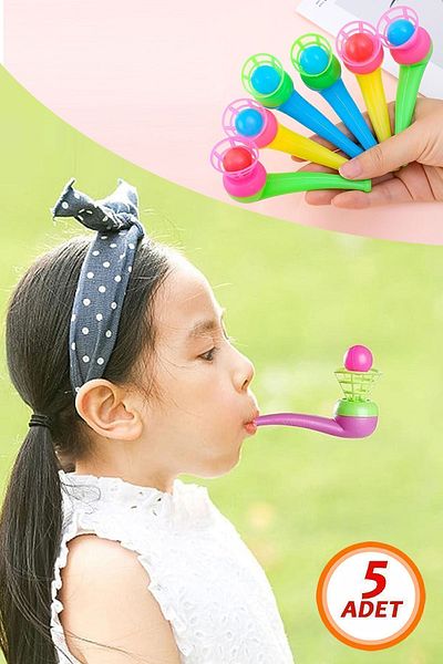 Bundera 5 Pieces Saxophone Ball Blowing Game - Karne Gift, Educational Popit Pipette Breathe Ball Lift