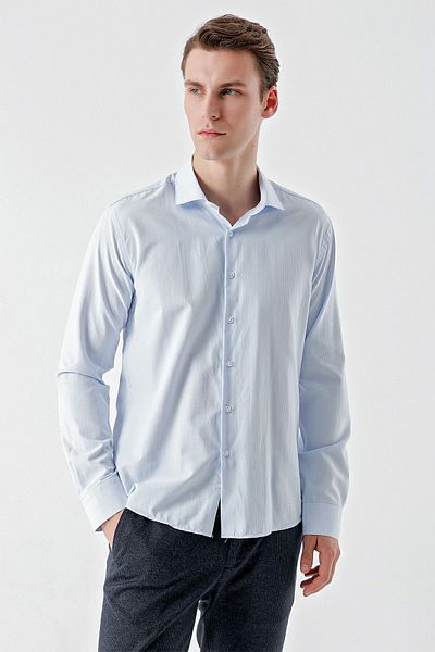 Morven Cămașă pentru bărbați A. BLUE Trend cu model italian cu guler slim fit