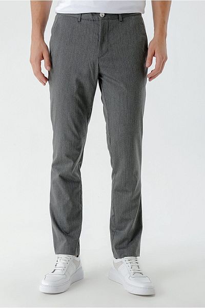 Morven Men's Smoked Polyviscon Trend Striped Slim Fit Classic Trousers