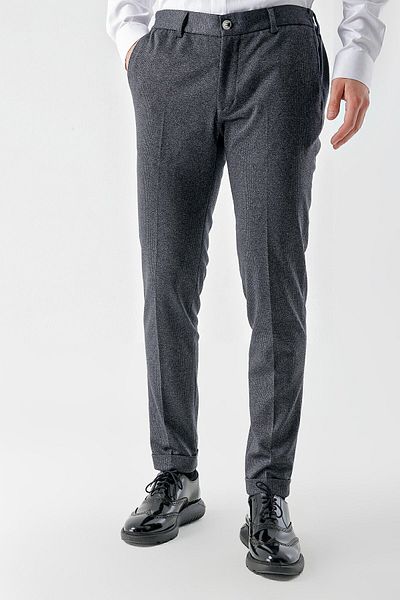 Morven Men's LIGHT GRAY Polyviscon Trend Patterned Slim Fit Classic Trousers