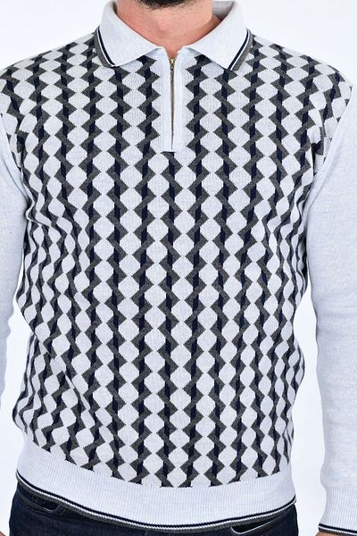 Kamalı Men's Steel Knit Shirt Collar Zippered Polo Collar Anti-Pilling Knitwear Winter Dad Sweater