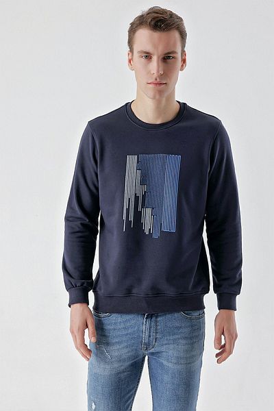 Morven Ανδρικό μπλουζάκι με λαιμόκοψη Navy Blue Trend