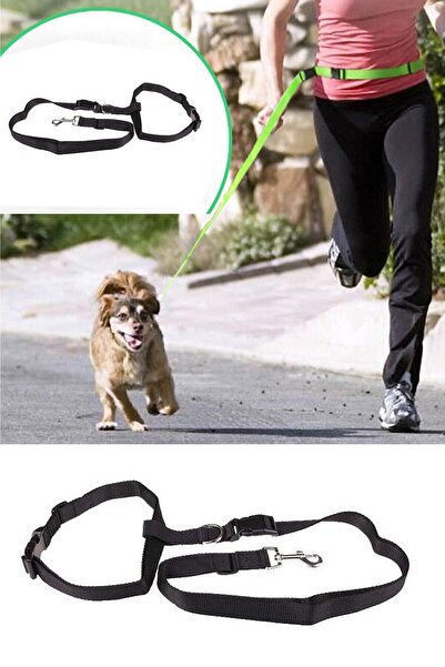 Bundera Dog Collar Hands Free Black Cat Dog Walking Belt Waist Collar Strap Adjustable Leash