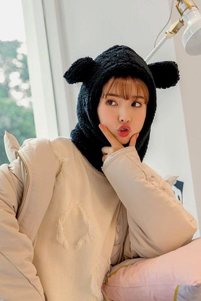 Bundera Wig Black Women's Plush Beanie Snow Mask Neck Collar Thermal Welsoft Teddy Bear Fleece Scarf Windproof