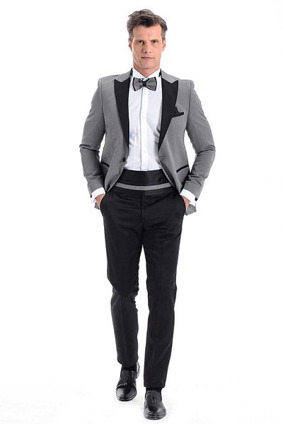 Morven Men's Medium Gray Broadway Slim Fit Groom Suit
