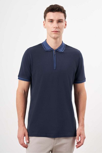 Morven Ανδρικό μπλουζάκι με γιακά πόλο Navy Blue Trend Dynamic Fit