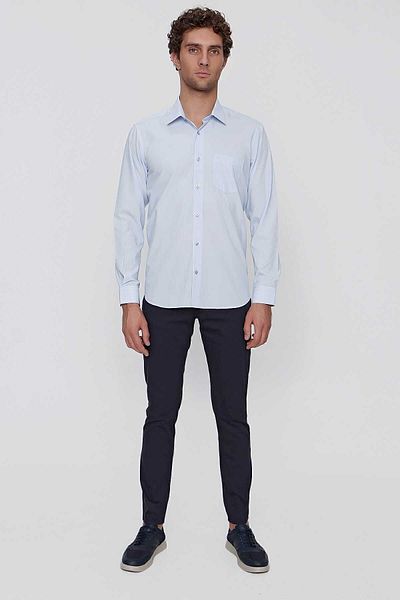 Morven Cămașă pentru bărbați A. Blue Basic Pocket Regular Fit cu croiala largă