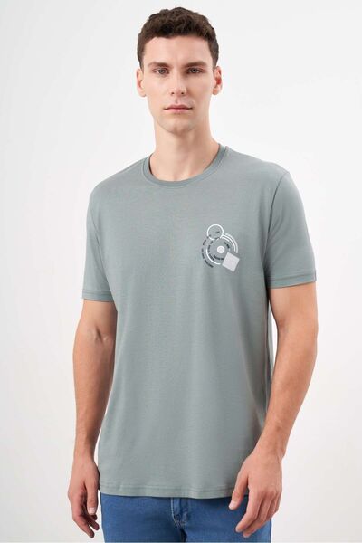 Morven Ανδρικό μπλουζάκι με μονό τζέρσεϊ με στάμπα με λαιμόκοψη Dynamic Fit