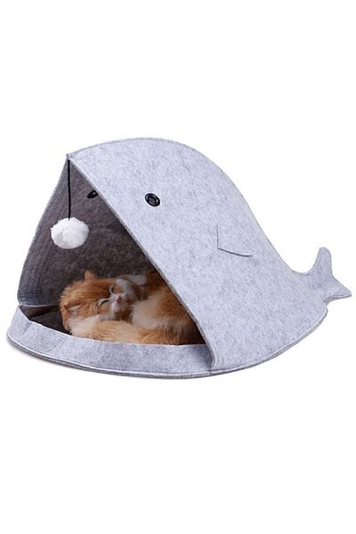 Bundeba Cat Hut Cat And Dog Bed Hut Cushion Pet Hut Pet Bed Nest Hut Gray