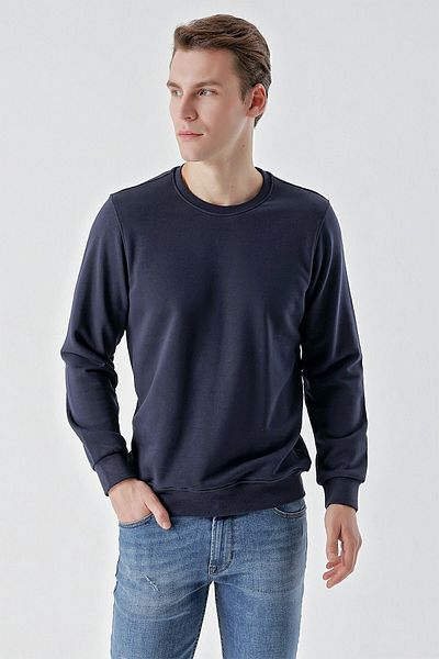 Morven Ανδρικό μπλουζάκι με λαιμόκοψη Navy Blue Basic Crew