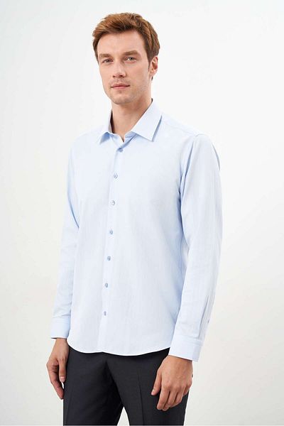 Morven Cămașă pentru bărbați A. BLUE, cu model simplu, cu guler rigid