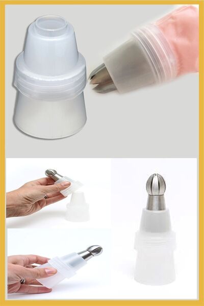 ENJOYPEPERON كيس حلواني كريمي محول طرف كبير 1 قطعة + 4 أكياس خفق