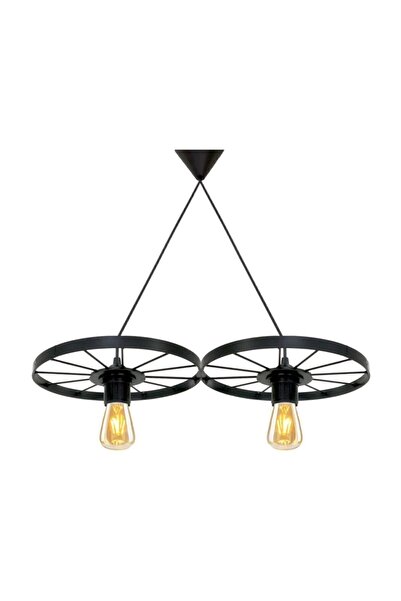 Bundeba Bisiklet Tekerlek Sarkıt Ikili Avize Ferforje Bar Otel Restaurant Metal Retro Tavan Lamba