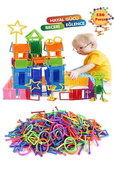 Bundera Geometric Sticks Jigsaw Puzzle Bultak 120 Pieces Blocks Intelligence Color Perception Development Educational Toy