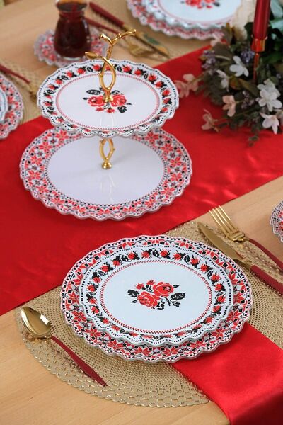 Glore Carmine 6 Kişilik Cam Pasta Tabağı Takımı