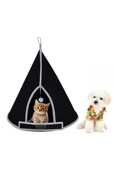 Bundera Cat Tower Black Cat Nest House Dog Bed Kennel Cushion Pet Pet Tent Nest