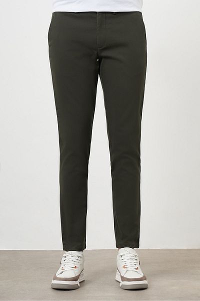 Morven Ανδρικό Χακί Καλοκαιρινό Πλισέ Slim Fit Παντελόνι Chino