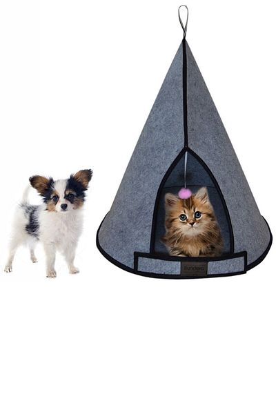 Bundera Cat Tower Gray Pet Pet Tent Cat Nest House Dog Bed Kennel Cushion